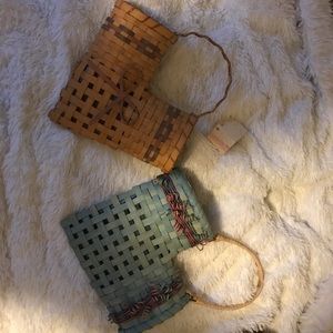 Vintage elbow wicker baskets